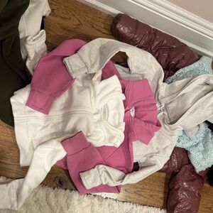 Athleta Kids Hoodies in Pink, White, Light Gray